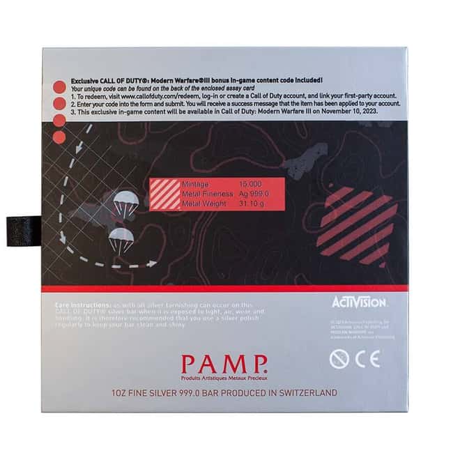 1 oz PAMP Call of Duty Modern Warfare III Silver Bar (w/ Frame)