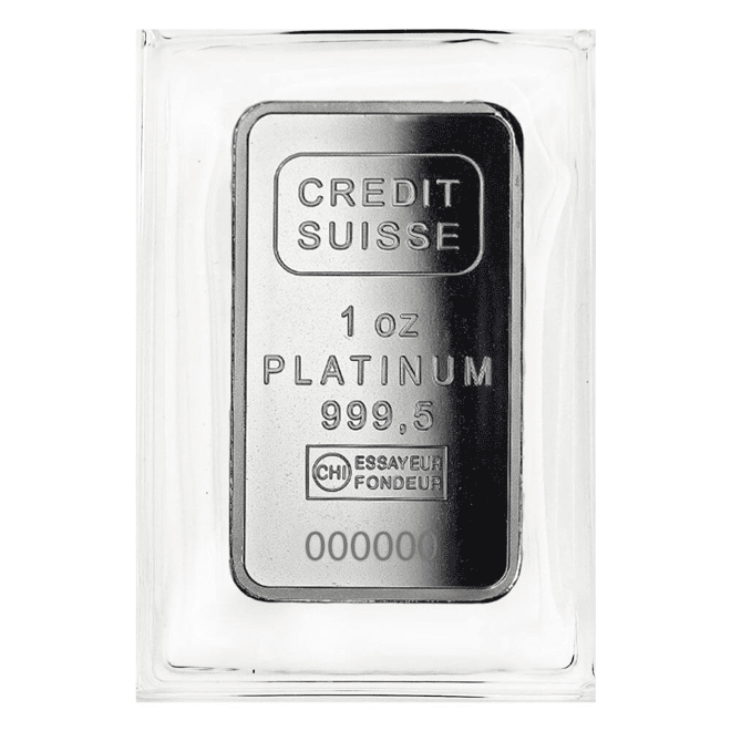 1 oz Credit Suisse Platinum Bar .9995 Fine (w/Assay)