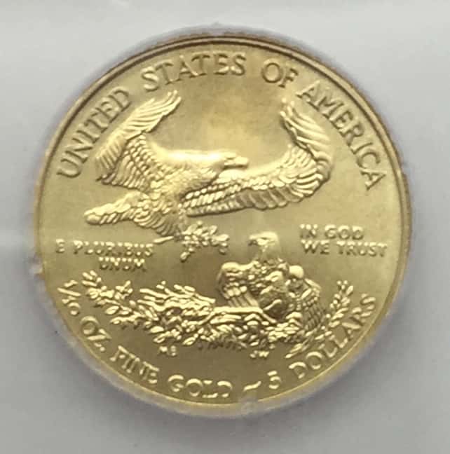 2010 $5 1/10 oz American Gold Eagle Brilliant Uncirculated Encapsulated