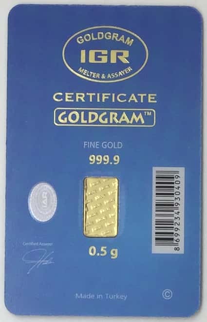 0.5 Gram Baby Boy's First Christmas 999.9 Gold Bar