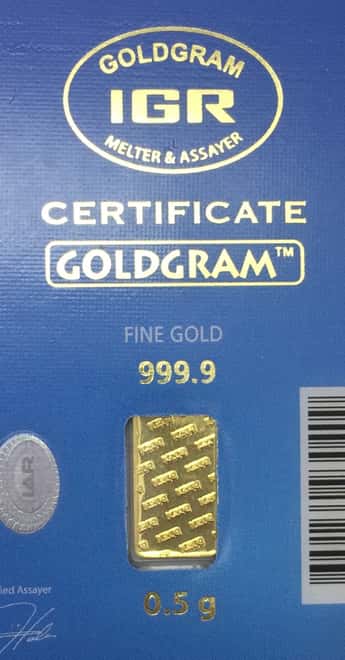 0.5 Gram Baby Boy's First Christmas 999.9 Gold Bar