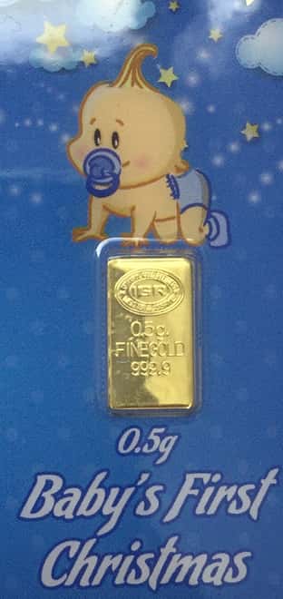 0.5 Gram Baby Boy's First Christmas 999.9 Gold Bar
