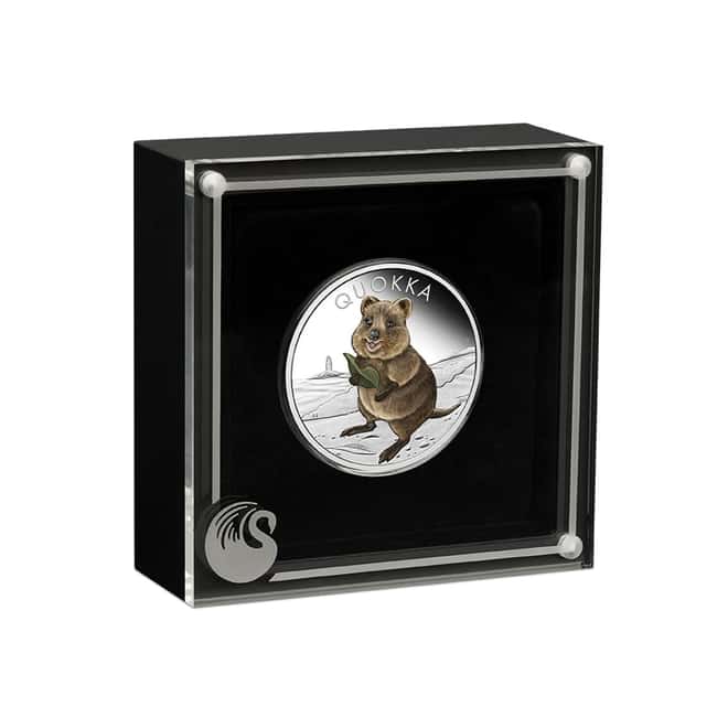 2021 1 oz Proof Colorized Silver Australian Quokka Perth Mint .9999 Fine (w/Box & COA)