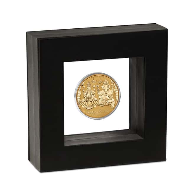 1 oz Diwali Lotus Gilded Silver Medal Australian Perth Mint