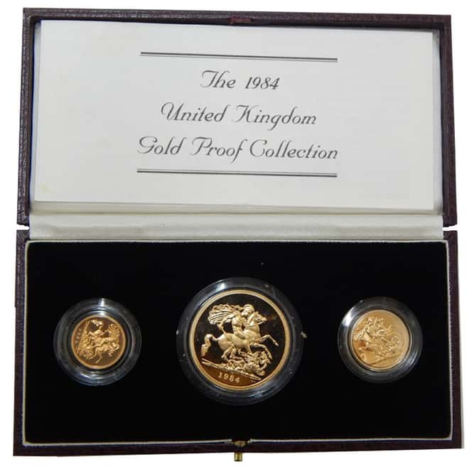 1984 Great Britain UK 3-Coin Gold Proof Set (w/Box & COA)
