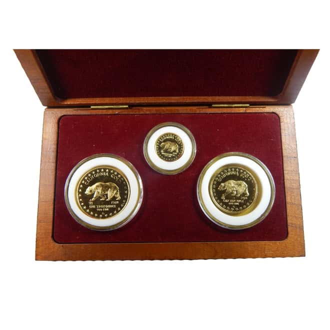 1984 The Great Seal of California Gold Round 3-pc Proof Set / w Box & COA