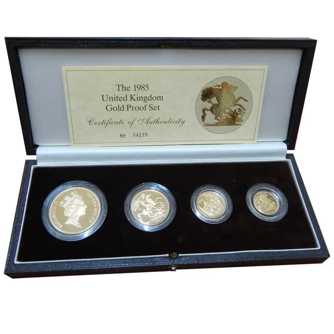 1985 2 oz Great Britain 4-Coin Gold Proof Set (w/Box & COA)