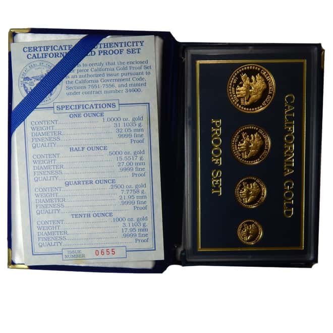 1990 1.85 oz California Gold Proof Set w/Box & COA