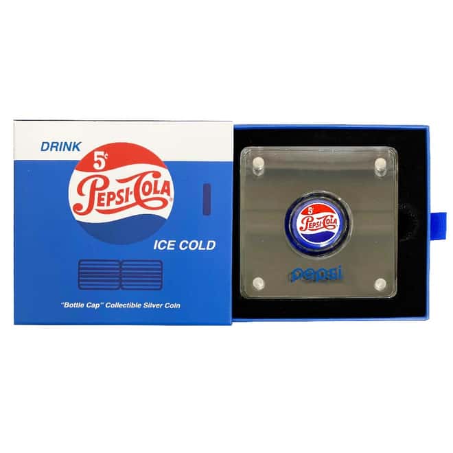 2022 Chad 6 Gram Pepsi-Cola Retro Bottle Cap Proof Silver Coin .999 Fine (w/Box & COA)
