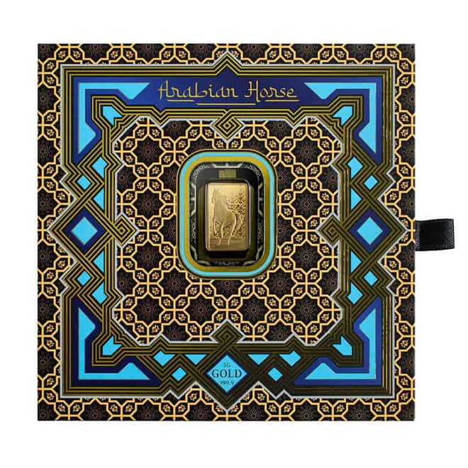 5 gram PAMP Suisse Arabian Horse Gold Bar (w/ Frame)