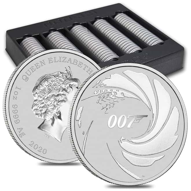 2020 1 oz Tuvalu James Bond 007 Silver Coin .9999 Fine Silver BU In Cap
