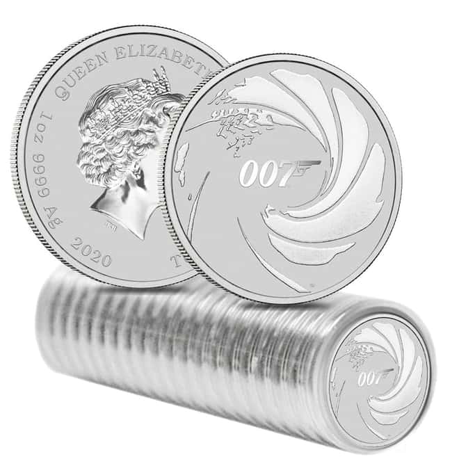2020 1 oz Tuvalu James Bond 007 Silver Coin .9999 Fine Silver BU In Cap