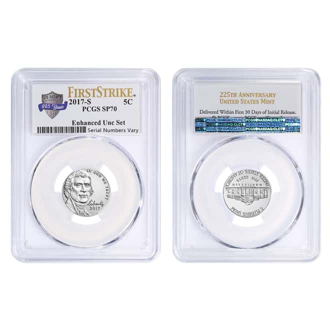 2017-S US Mint 225th Anniversary Enhanced Uncirculated 10-Coin Set PCGS SP 70 First Strike