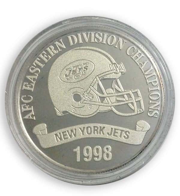 New York Jets 1998 1 oz .999 Fine Silver Limited Edition Commemorative Medallion W/Box & COA