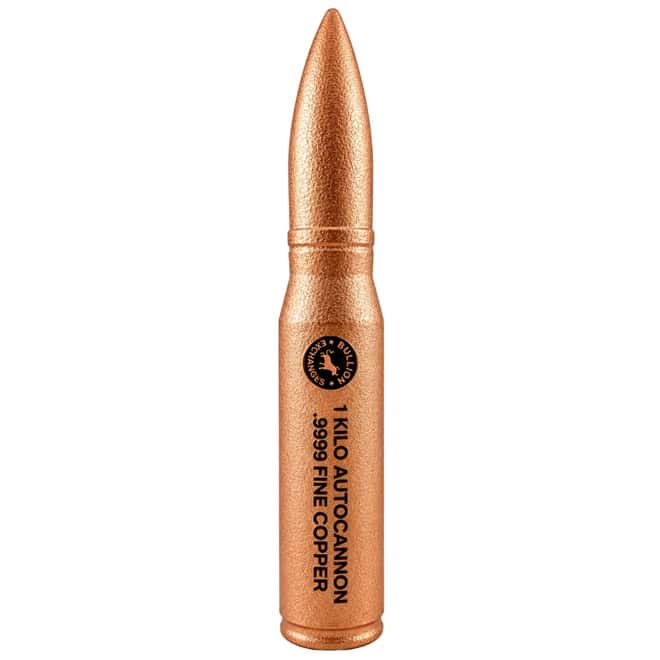 1 Kilo Bullion Exchanges Copper Autocannon Bullet .9999 Fine