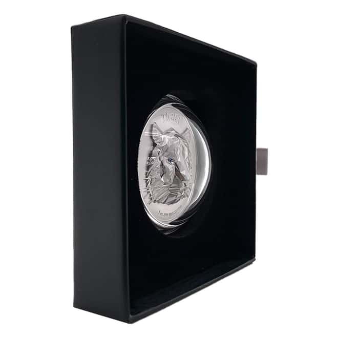2022 Chad 1 oz Silver Multifaceted Tiger Coin Serial #9 Ultra High Relief (w/Box)