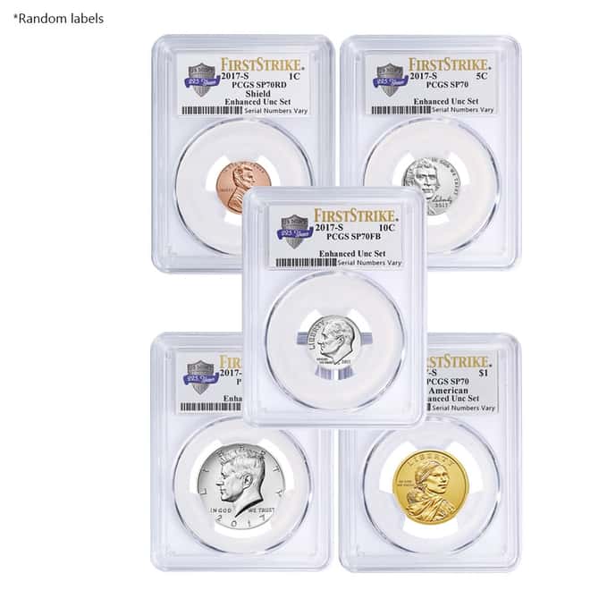 2017-S US Mint 225th Anniversary Enhanced Uncirculated 10-Coin Set PCGS SP 70 First Strike (Mixed Labels)