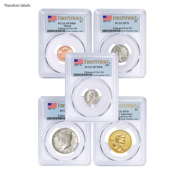 2017-S US Mint 225th Anniversary Enhanced Uncirculated 10-Coin Set PCGS SP 70 First Strike (Mixed Labels)