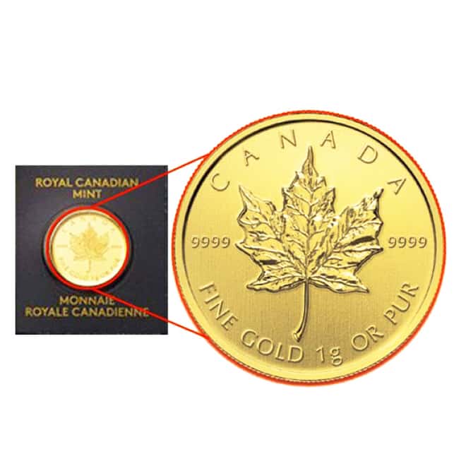 2014 25 x 1 gram Canadian Gold Maples .9999 Fine (Individual Assays) 