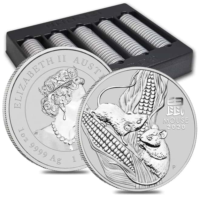 2020 1 oz Silver Lunar Year of The Mouse / Rat BU Australian Perth Mint In Cap