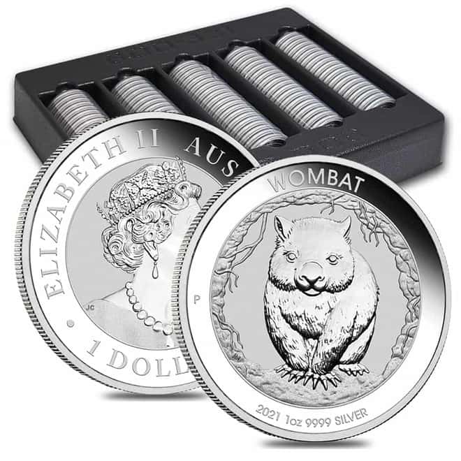 Lot of 100 - 2021 1 oz Silver Australian Wombat Perth Mint .9999 Fine BU