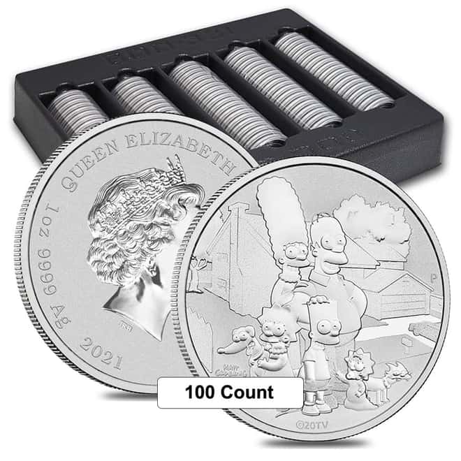 Roll of 20 - 2021 1 oz Tuvalu The Simpson Family Silver Coin .9999 Fine BU In Cap