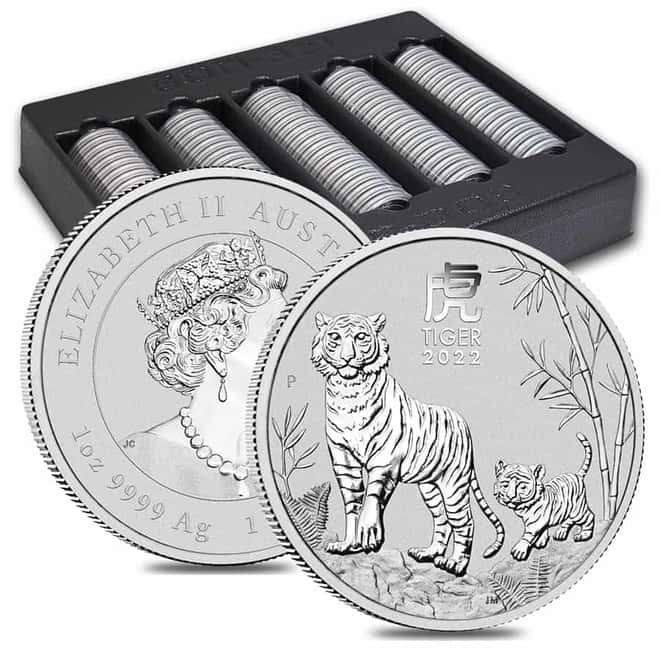 2022 1 oz Silver Lunar Year of The Tiger BU Australian Perth Mint In Cap