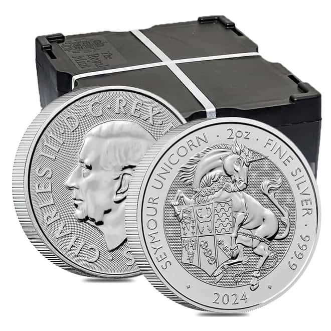 Monster Box of 200 - 2024 GB 2 oz Silver The Tudor Beasts Seymour Unicorn Coin BU