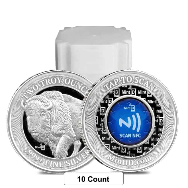 2 oz MintID Buffalo Silver Round .999+ Fine (NFC Scan Authentication)