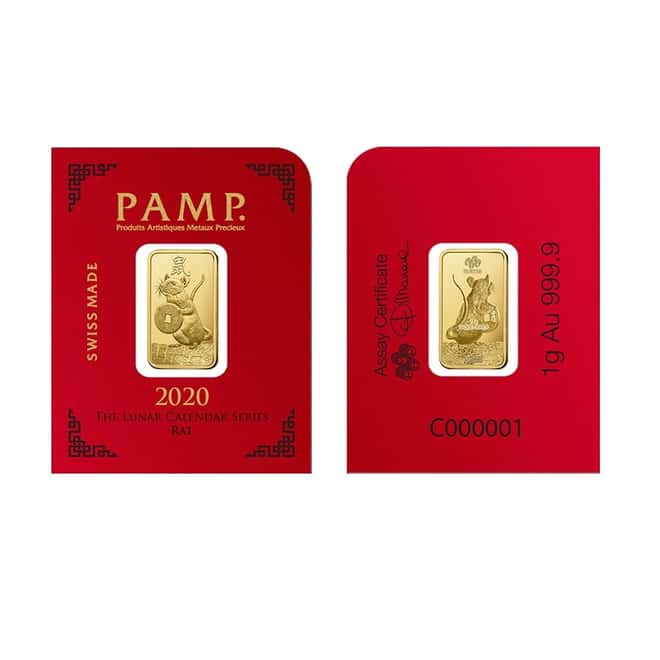 8x1 gram Gold Bar PAMP Suisse Lunar Rat Multigram+8 (In Assay) 