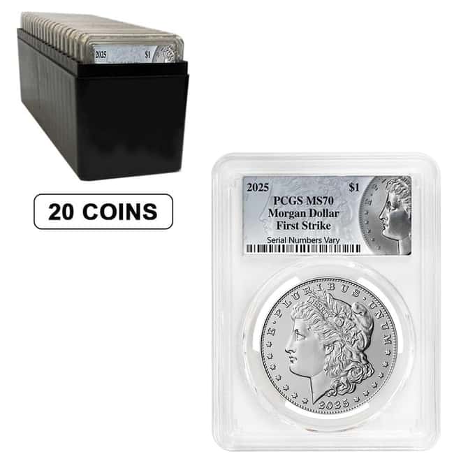 Lot of 20 - 2025 Morgan Silver Dollar PCGS MS 70 FS (Morgan Label)