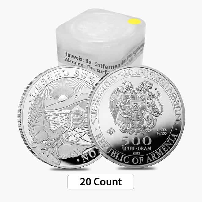 2021 Armenia 1 oz Noah's Ark Silver Coin 500 Drams .999 Fine BU