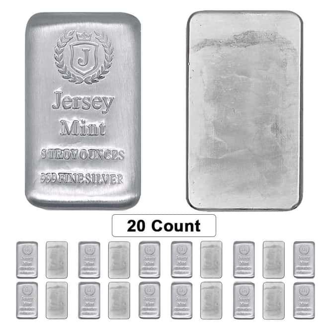 Lot of 20 - 5 oz Jersey Mint Silver Bar .999 Fine