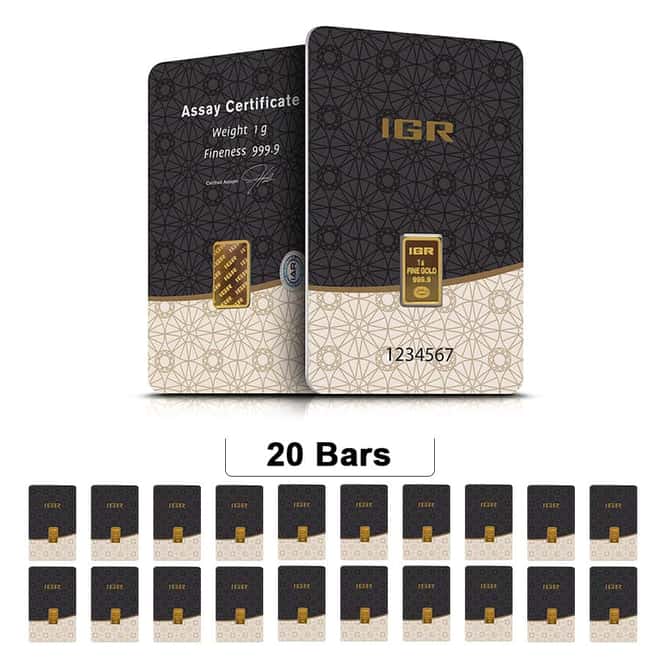 Lot of 20 - 1 gram Istanbul Gold Refinery (IGR) Bar .9999 Fine (In Assay)