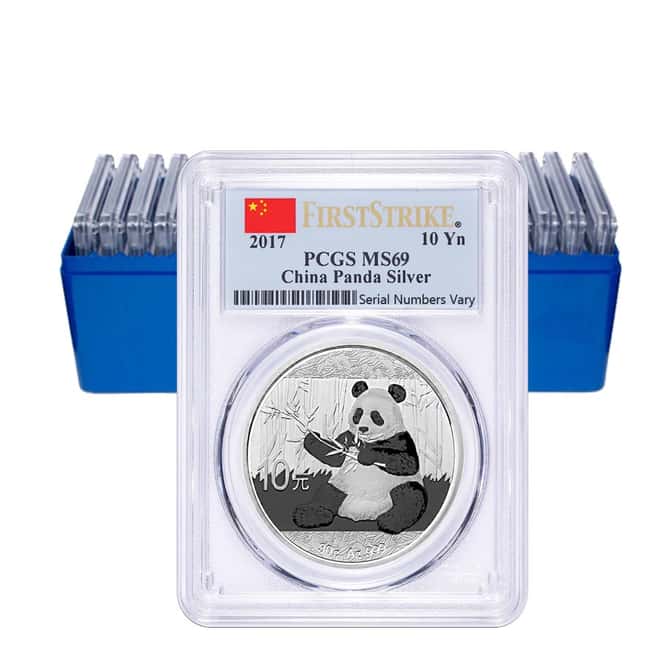 2017 30 gram Chinese Silver Panda 10 Yuan PCGS MS 69 First Strike