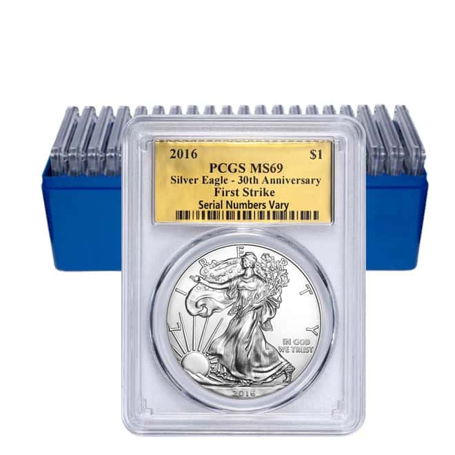 2016 1 oz Silver American Eagle $1 Coin PCGS MS 69 First Strike - 30th Anniversary