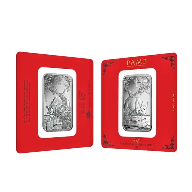 100 gram PAMP Suisse Year of the Ox Silver Bar (In Assay)