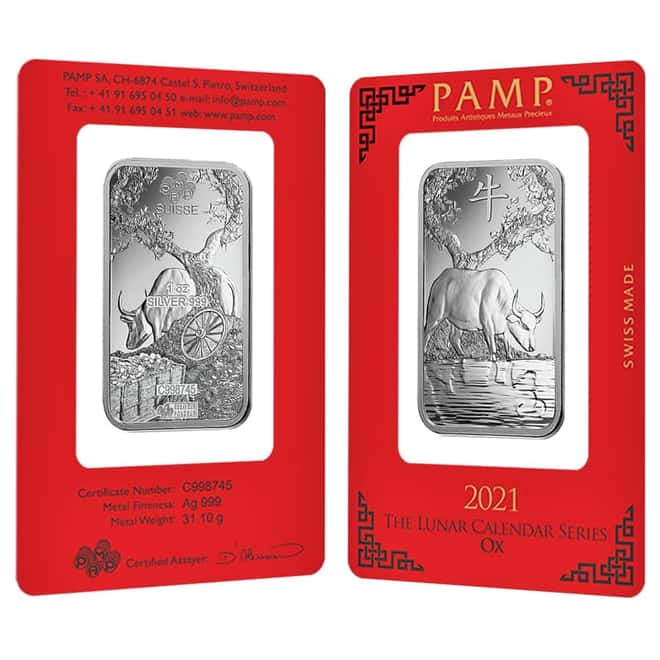 1 oz PAMP Suisse Year of the Ox Silver Bar (In Assay)