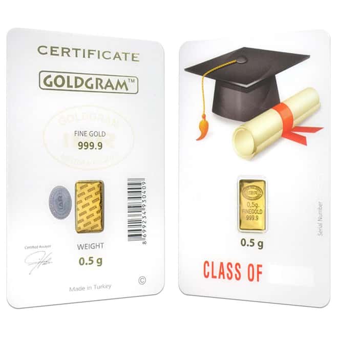 1/2 gram Istanbul Gold Refinery Bar (IGR) .9999 Fine (Graduation Assay)