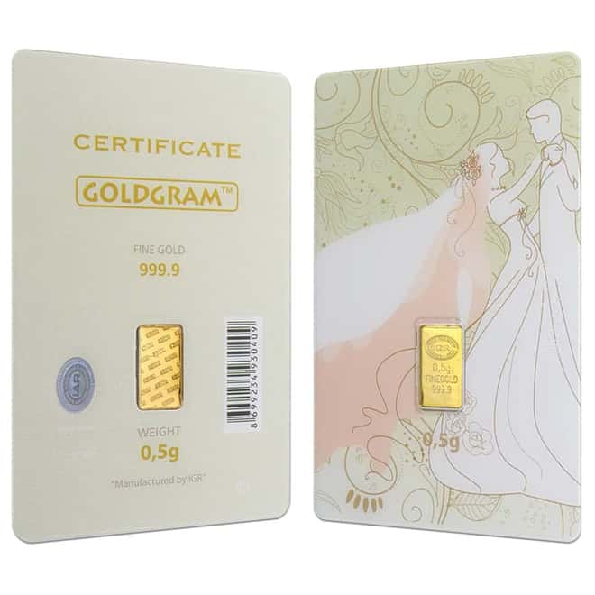 1/2 gram Istanbul Gold Refinery (IGR) Bar .9999 Fine (Wedding Assay)