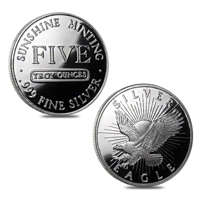 5 oz .999 Pure Silver SILVER EAGLE Round from Sunshine Minting