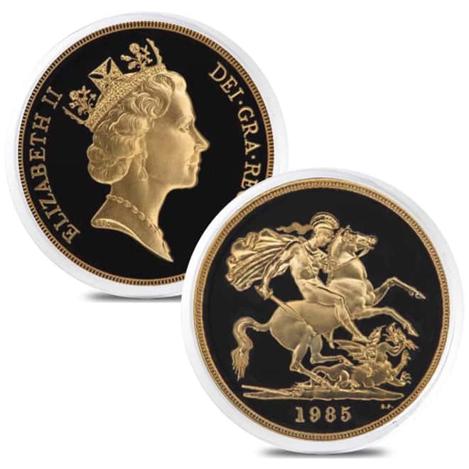 1985 Great Britain Queen Elizabeth II 5 Pound Gold Coin w/Box & COA