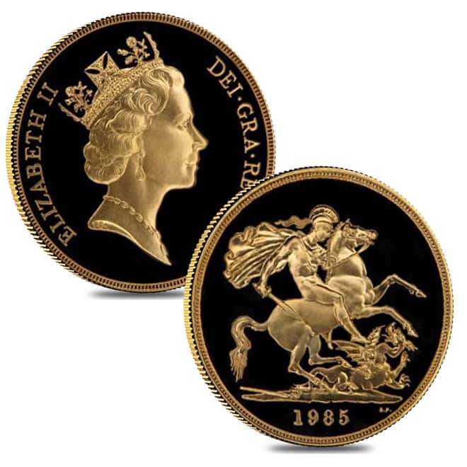 1985 Great Britain Queen Elizabeth II 5 Pound Gold Coin w/Box & COA