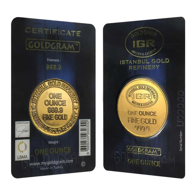 1 oz Istanbul Gold Refinery (IGR) Round .9999 Fine (In Assay)