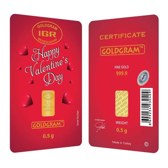 1/2 gram Istanbul Gold Refinery (IGR) Bar .9999 Fine (Valentine's Assay)