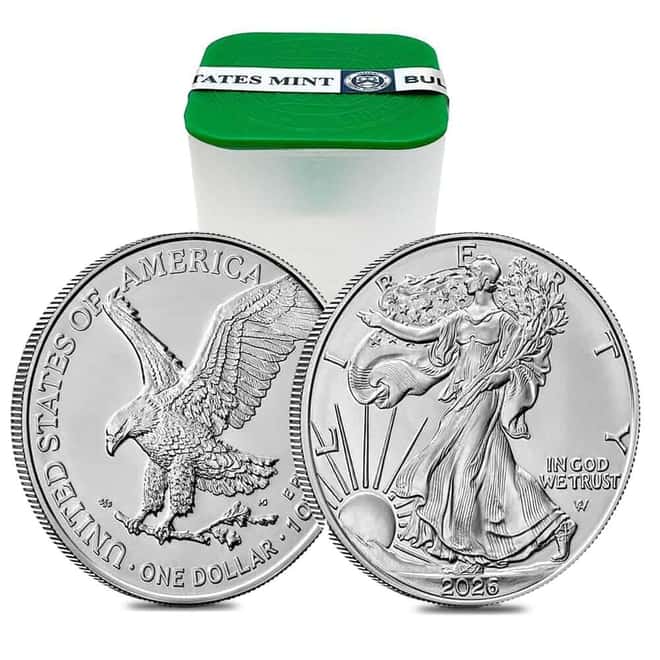 Roll of 20 - 2026 1 oz Silver American Eagle $1 Coin BU