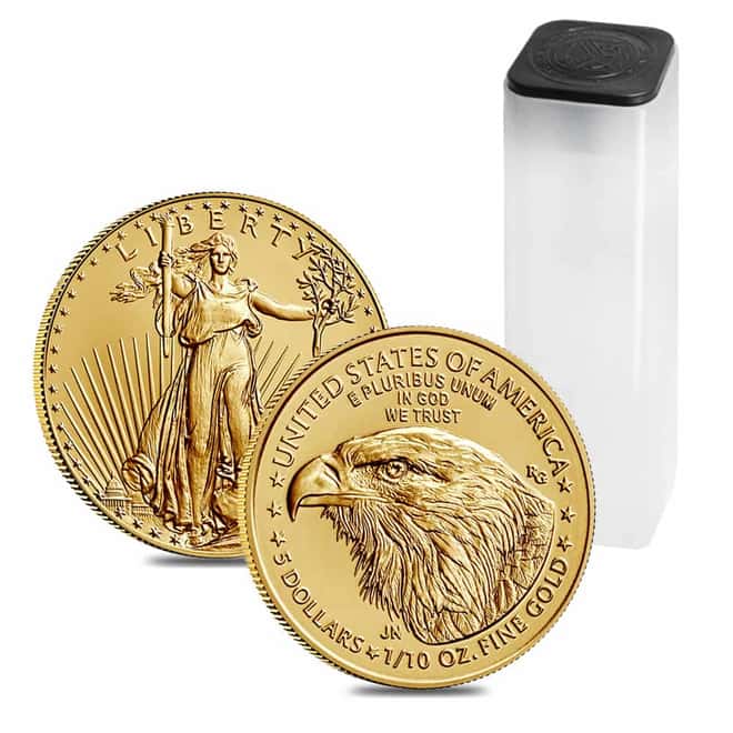 Roll of 50 - 2026 1/10 oz Gold American Eagle $5 Coin BU