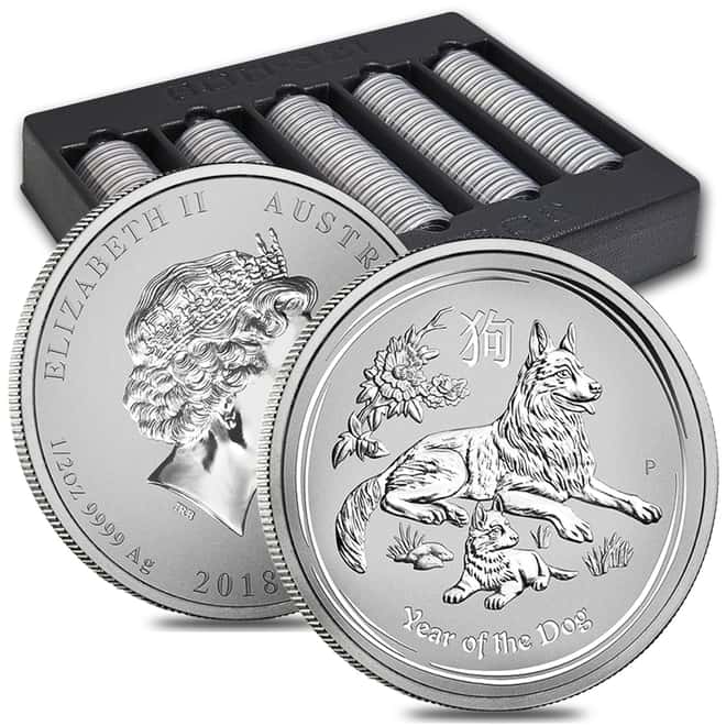 2018 1/2 oz Silver Lunar Year of The Dog BU Australian Perth Mint In Cap