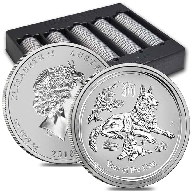 2018 1 oz Silver Lunar Year of The Dog BU Australian Perth Mint In Cap