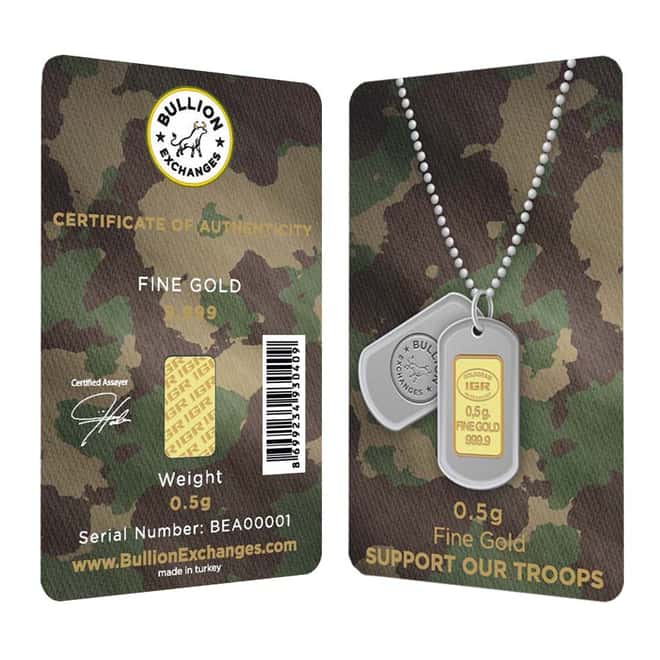 1/2 Gram Gold Bullion Exchanges Army Camouflage Istanbul Gold Refinery (IGR) .9999 Bar (In Assay)